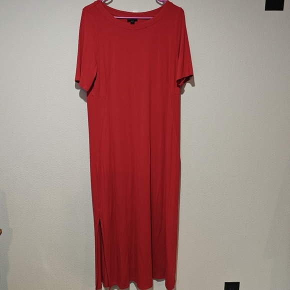 J. Jill Maxi Dress Medium Wearever Collection Red Romantic Flowy Boxy - Picture 2 of 8